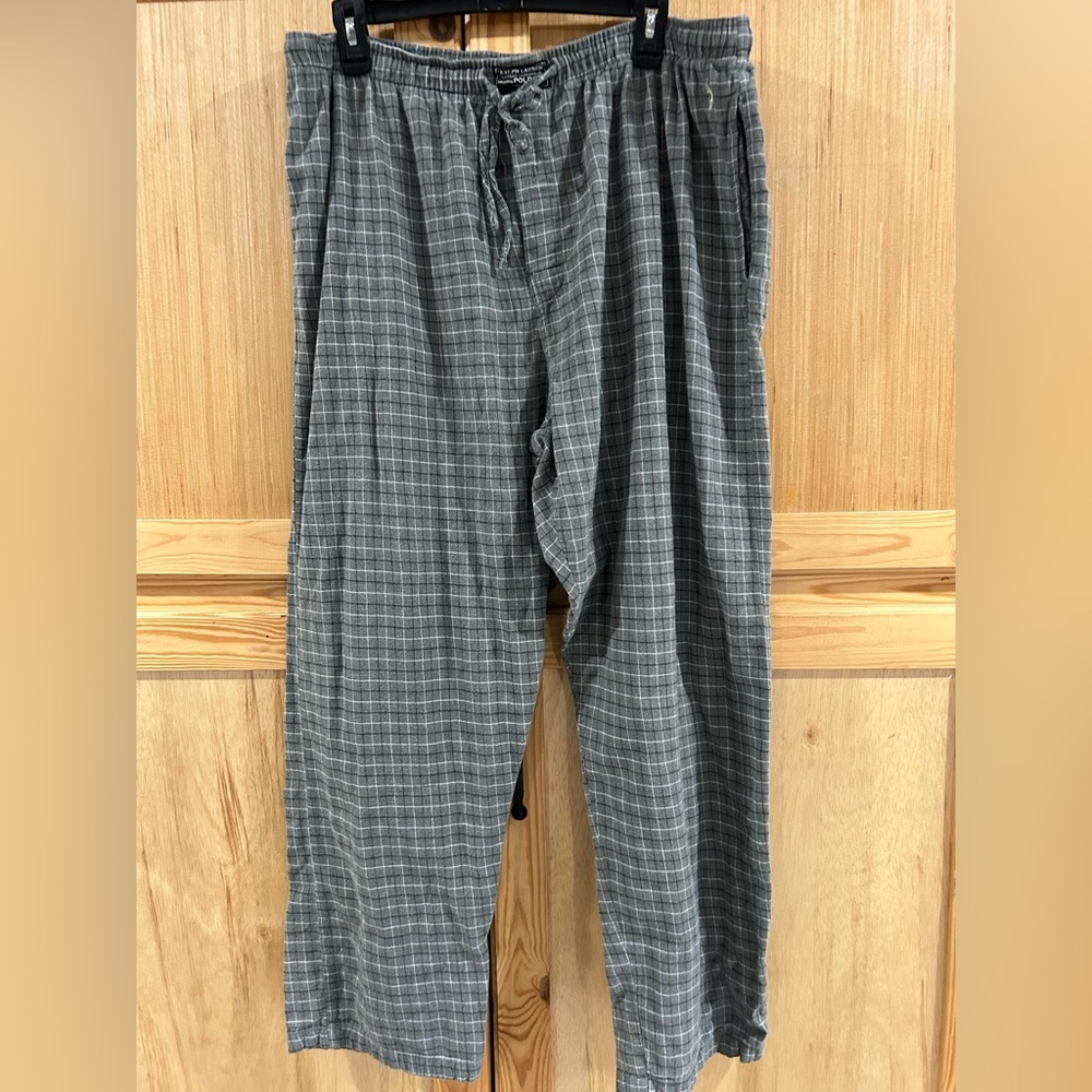 Polo Ralph Lauren Black and Gray Checkered Flannel Pajama Pants Sz XL